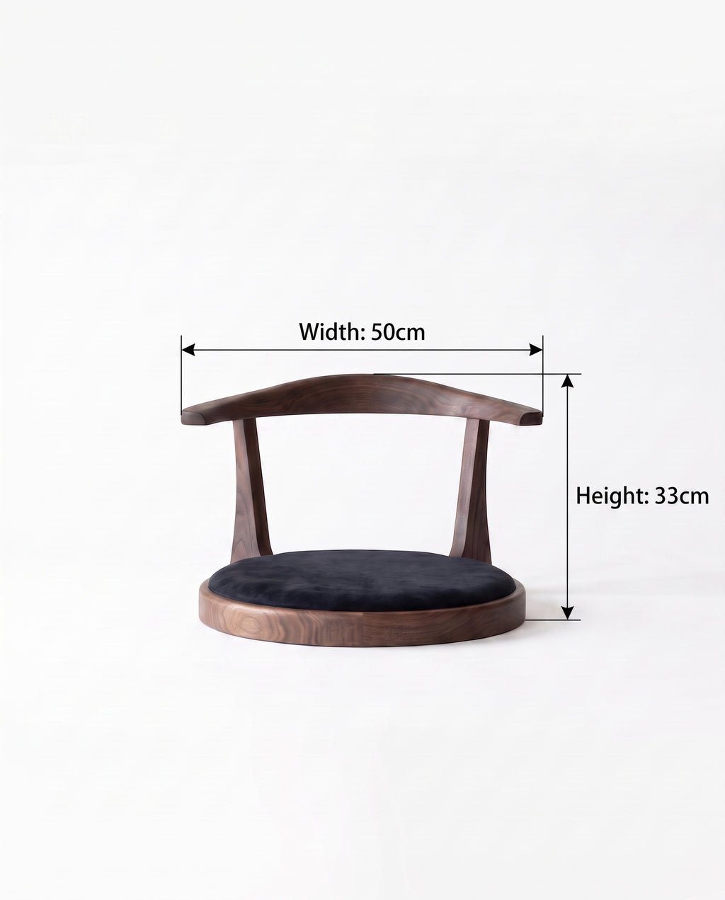 Japanese-Style Floor Chair with Curved Backrest