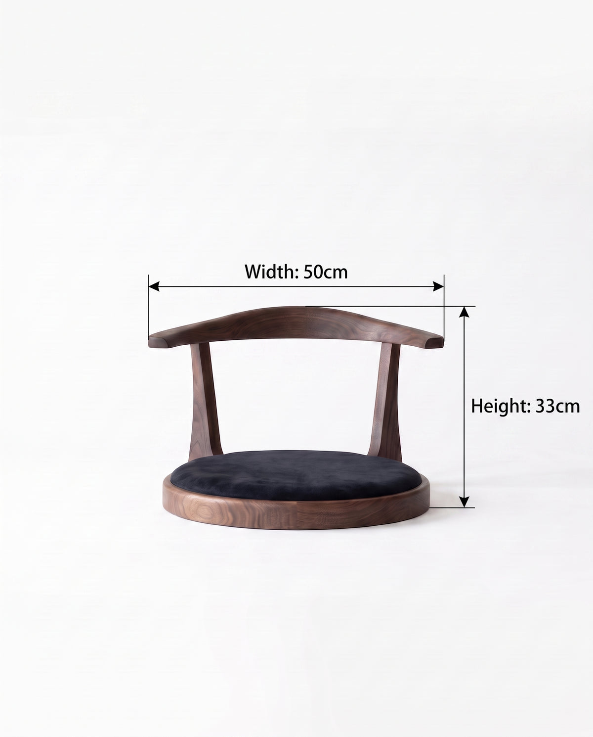 Japanese-Style Floor Chair with Curved Backrest