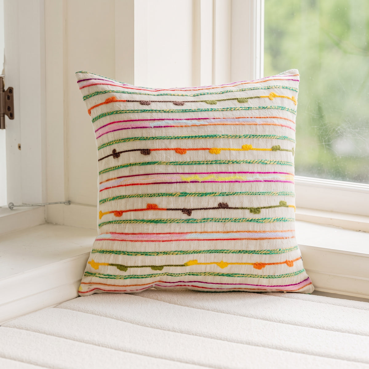 Multicolor Textured Stripe Throw Pillow