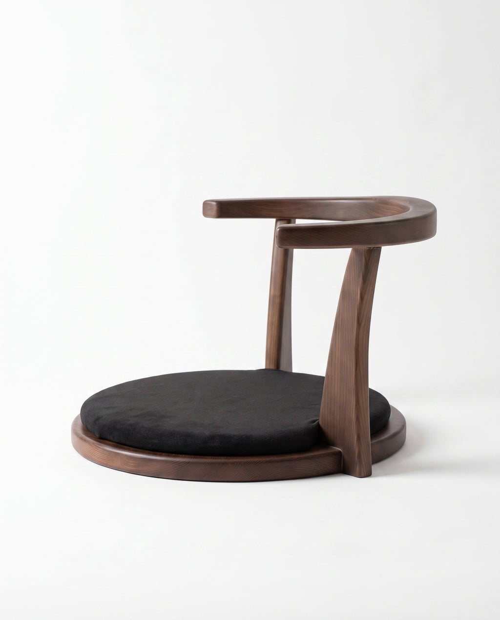 Japanese-Style Floor Chair with Curved Backrest