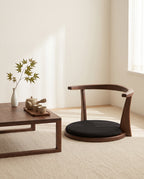 Japanese-Style Floor Chair with Curved Backrest