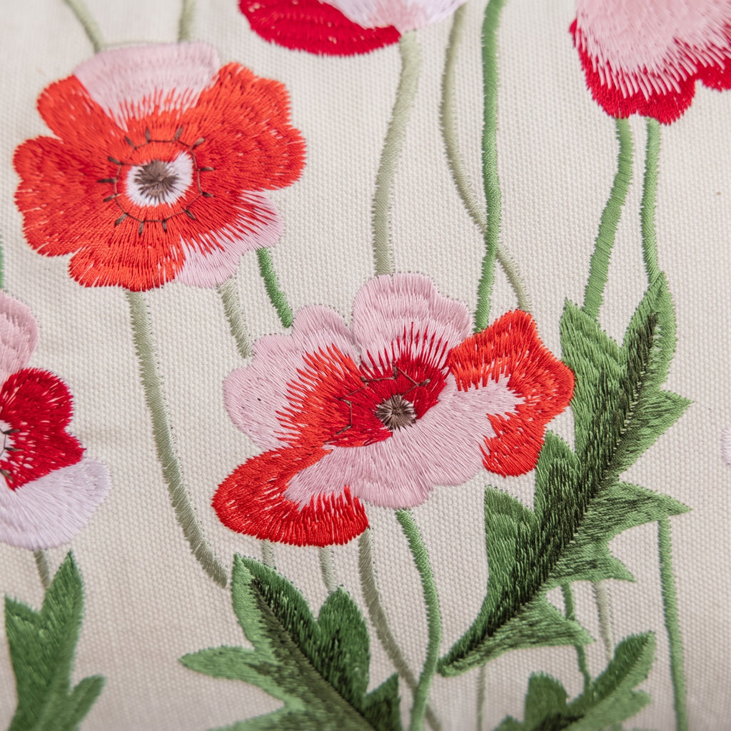 Poppy Garden Cotton Throw Pillow