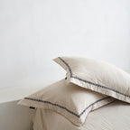 Patterned Border Cotton-Linen Pillowcases — Set of 2