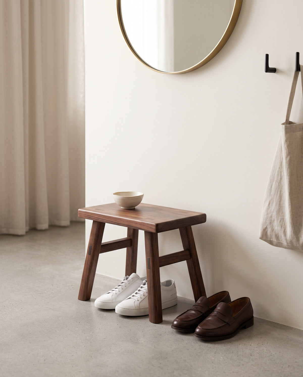Walnut Wood Low Stool