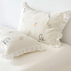 Floral Embroidered Cotton Gauze Pillowcase— Set of 2