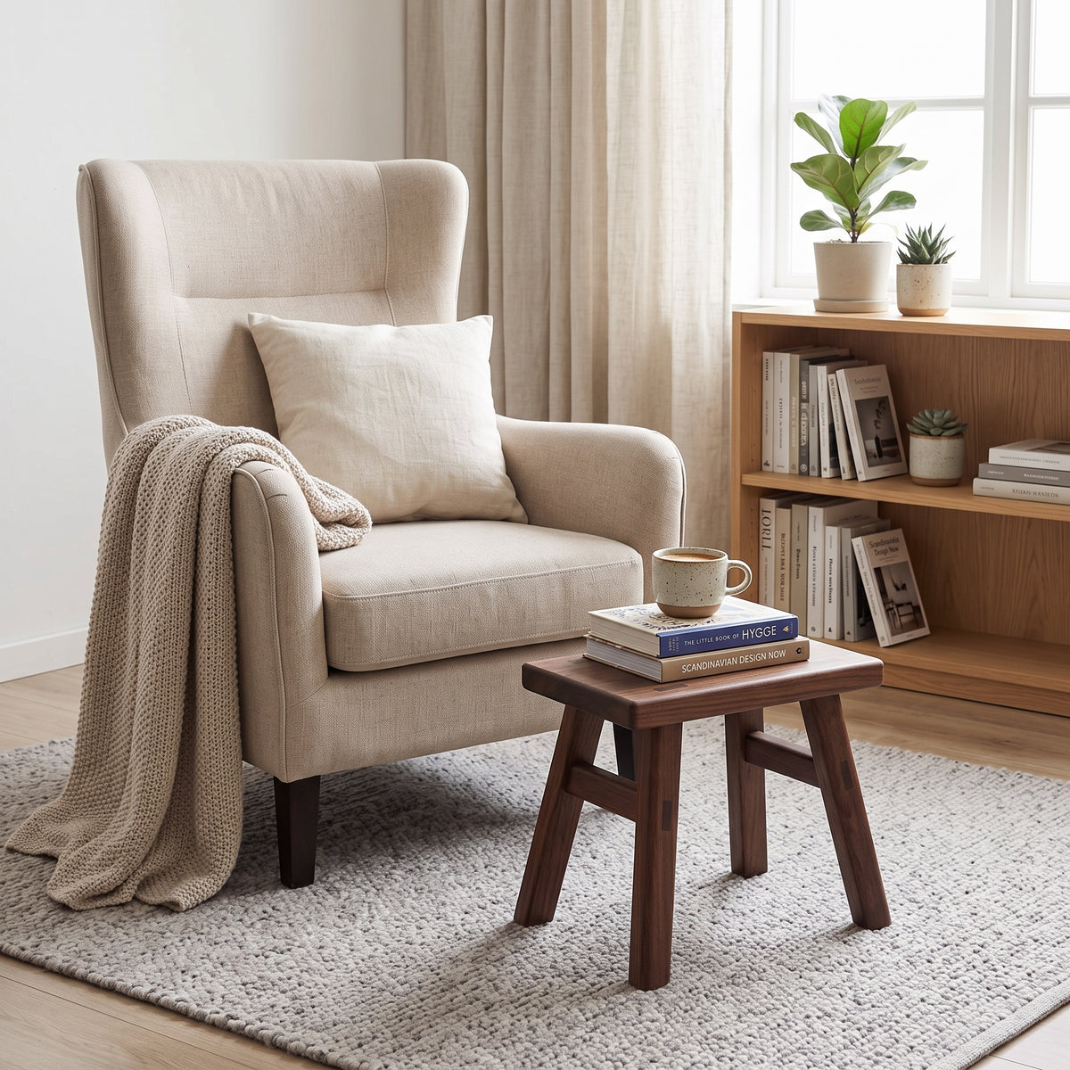 Walnut Wood Low Stool