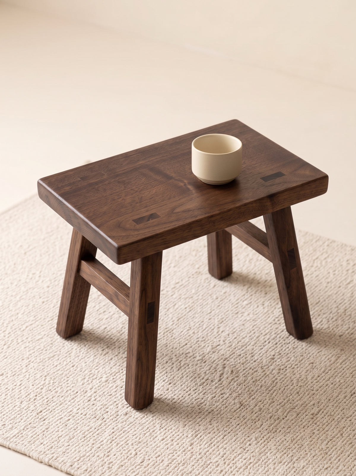 Walnut Wood Low Stool