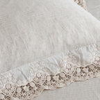 Wide Lace Trim Cotton-Linen Pillowcases — Set of 2