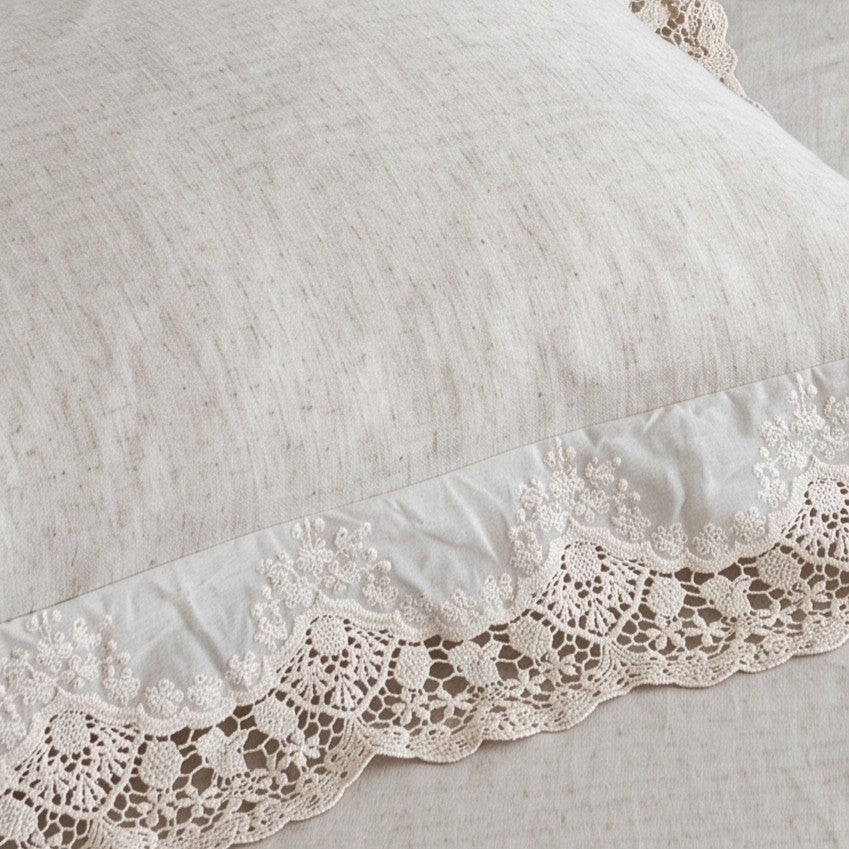 Floral Embroidery Cotton-Linen Pillowcases — Set of 2