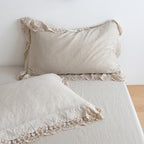 Wide Lace Trim Cotton-Linen Pillowcases — Set of 2