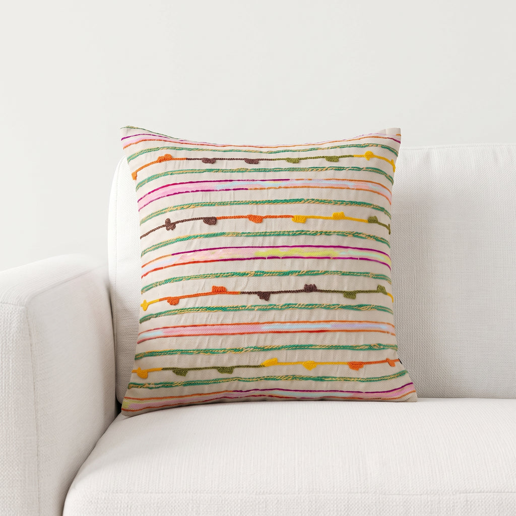 Multicolor Textured Stripe Throw Pillow