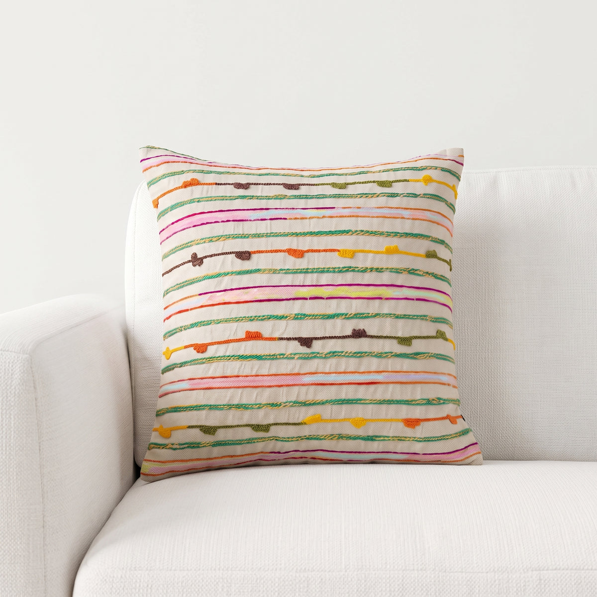 Multicolor Textured Stripe Throw Pillow