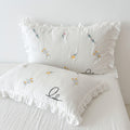 Floral Embroidered Cotton Gauze Pillowcase— Set of 2