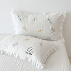 Floral Embroidered Cotton Gauze Pillowcase— Set of 2