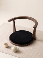 Japanese-Style Floor Chair with Curved Backrest