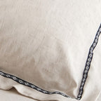 Patterned Border Cotton-Linen Pillowcases — Set of 2