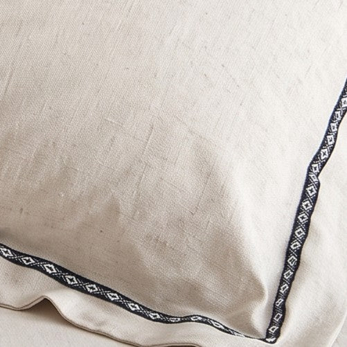 Patterned Border Cotton-Linen Pillowcases — Set of 2