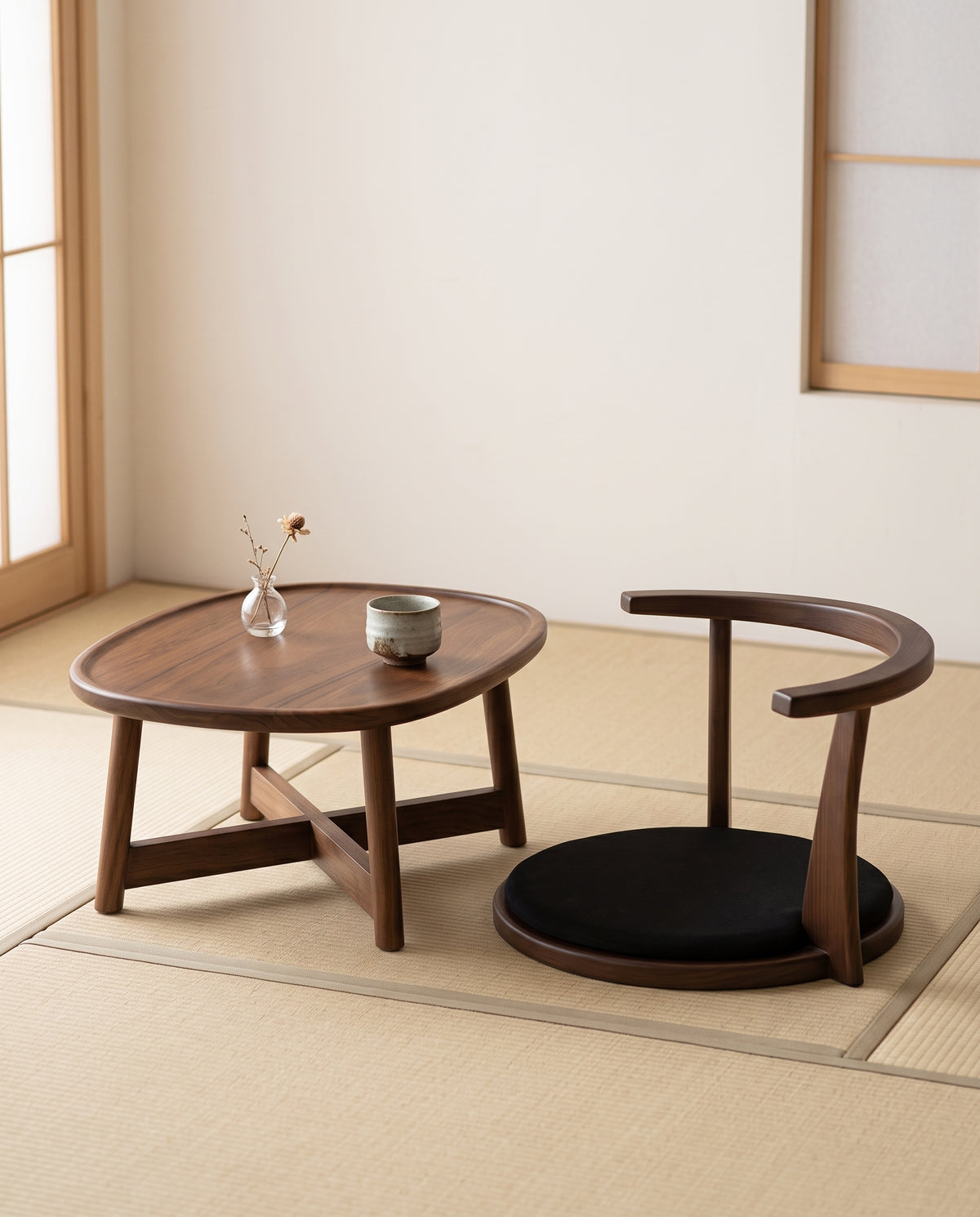 Oval Wooden Low Tea Table