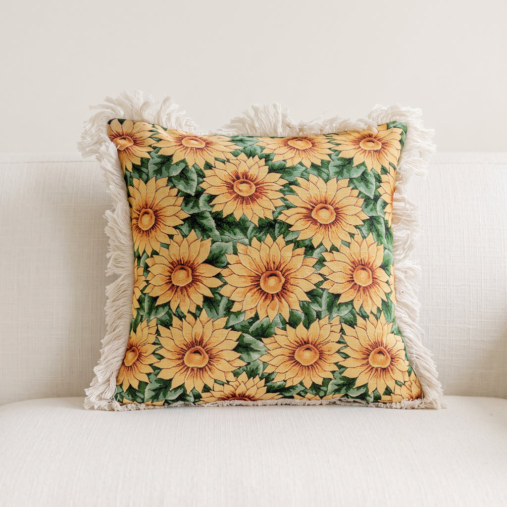 Sunflower Fringe Throw Pillow