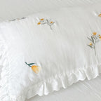 Floral Embroidered Cotton Gauze Pillowcase— Set of 2