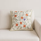 Floral & Bird Cotton Throw Pillow