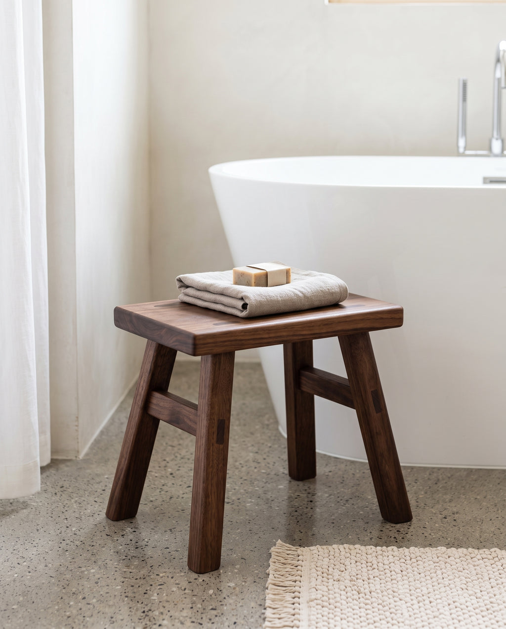 Walnut Wood Low Stool