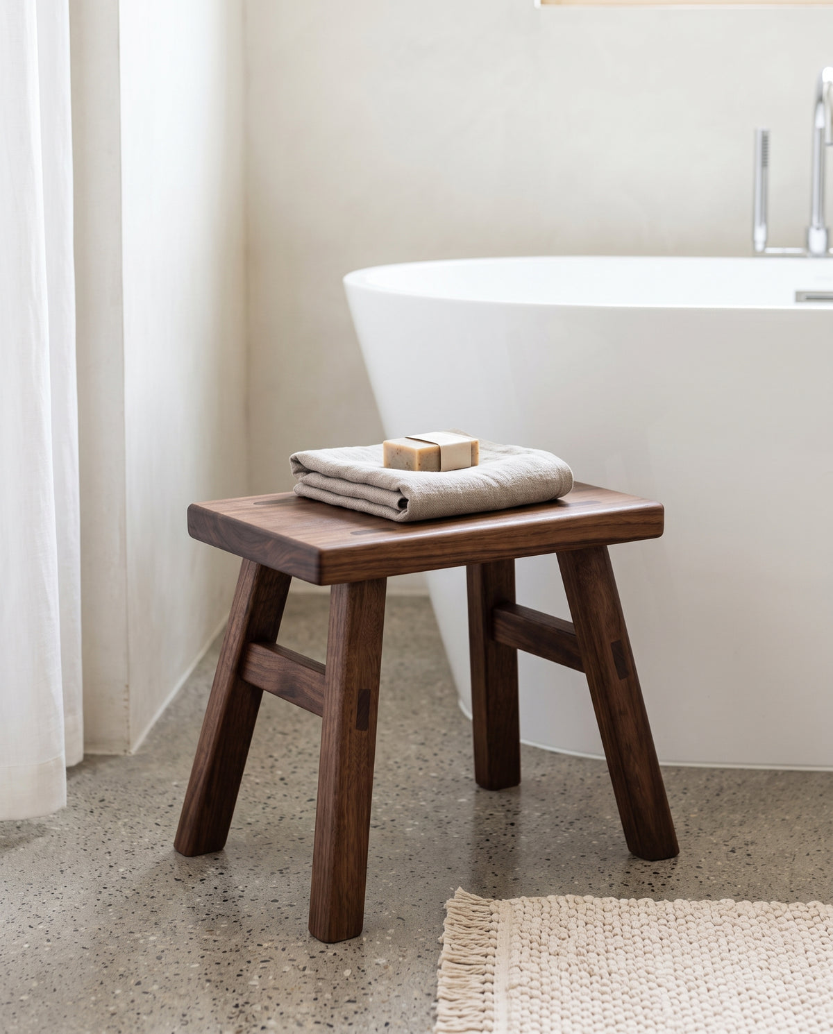 Walnut Wood Low Stool