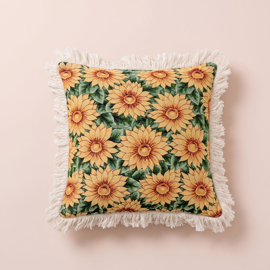 Sunflower Fringe Throw Pillow